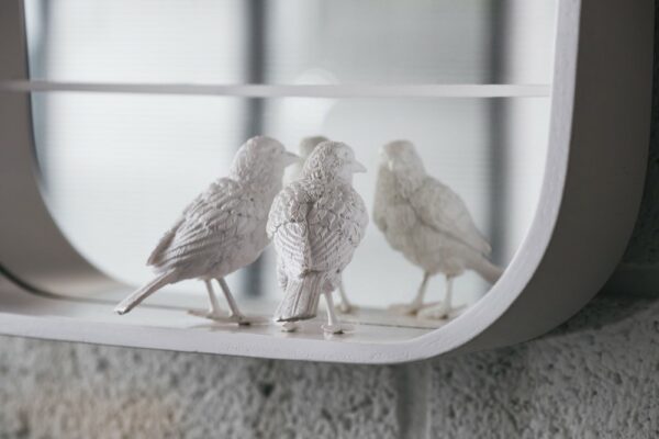 Miroir design et poétique avec petits moineaux Sparrow par le studio Haoshi