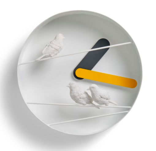 Horloge design oiseaux Sparrow X ROUND CLOCK par le studio Haoshi