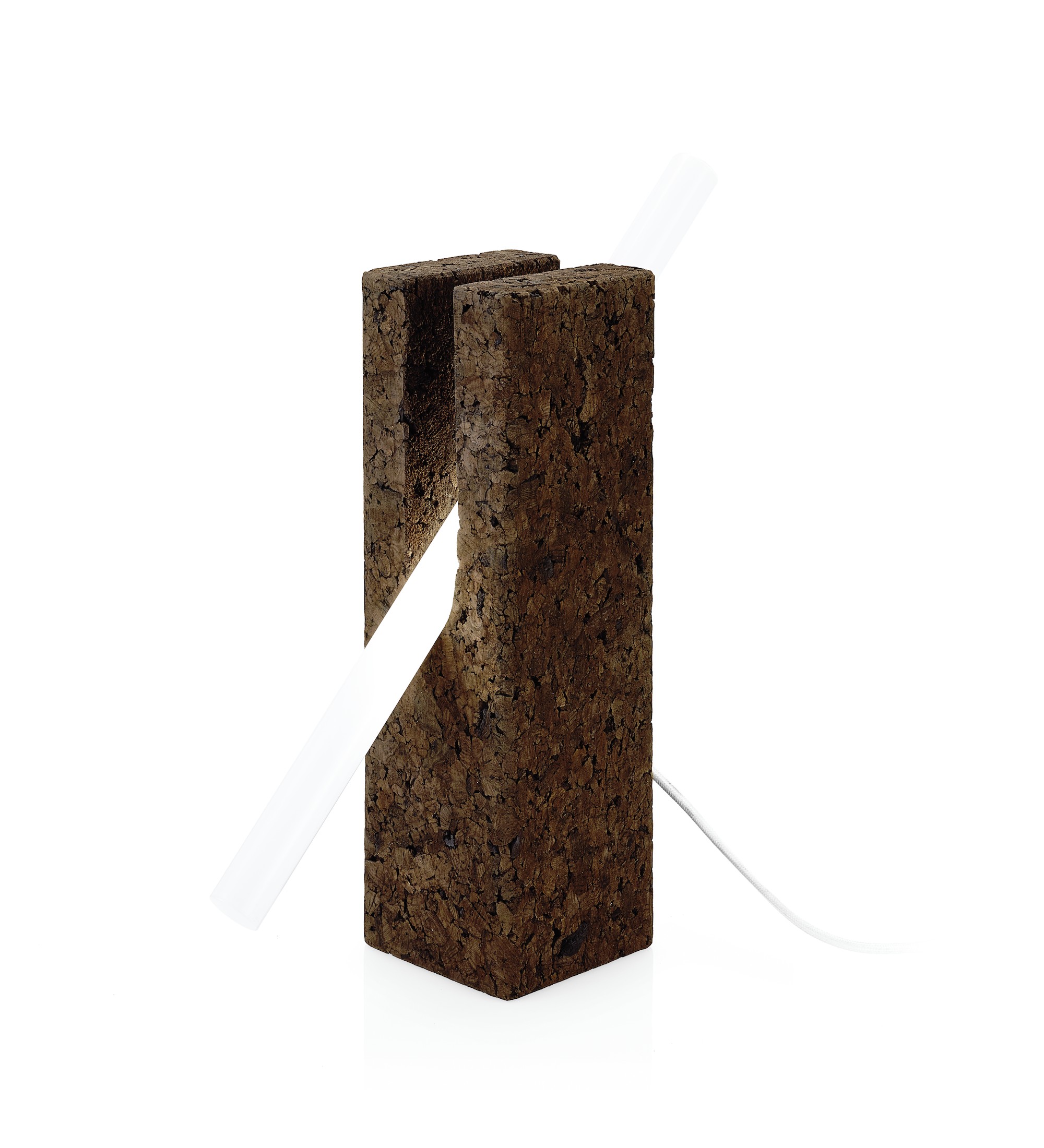 Lampe à poser en liège noir design Bollean tube