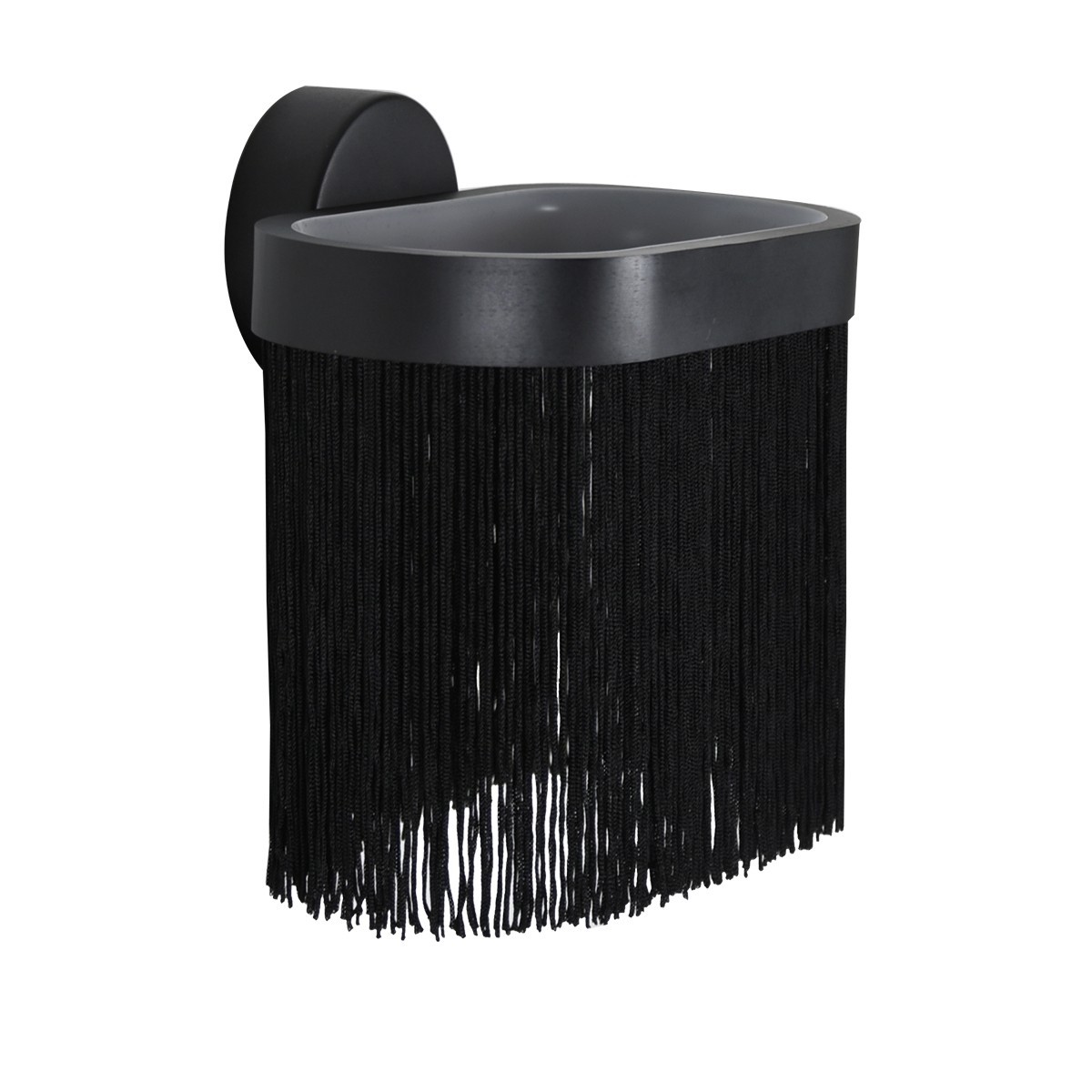Applique murale GALON L en acier noir avec franges par Guillaume Delvigne X Eno studio