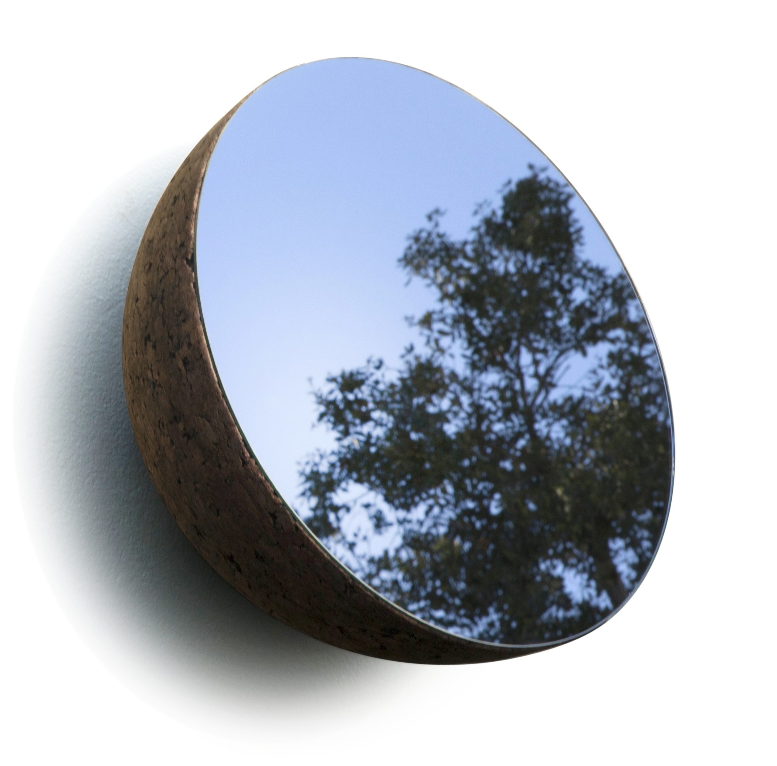 Miroir design Moon 21 cm en liège noir naturel
