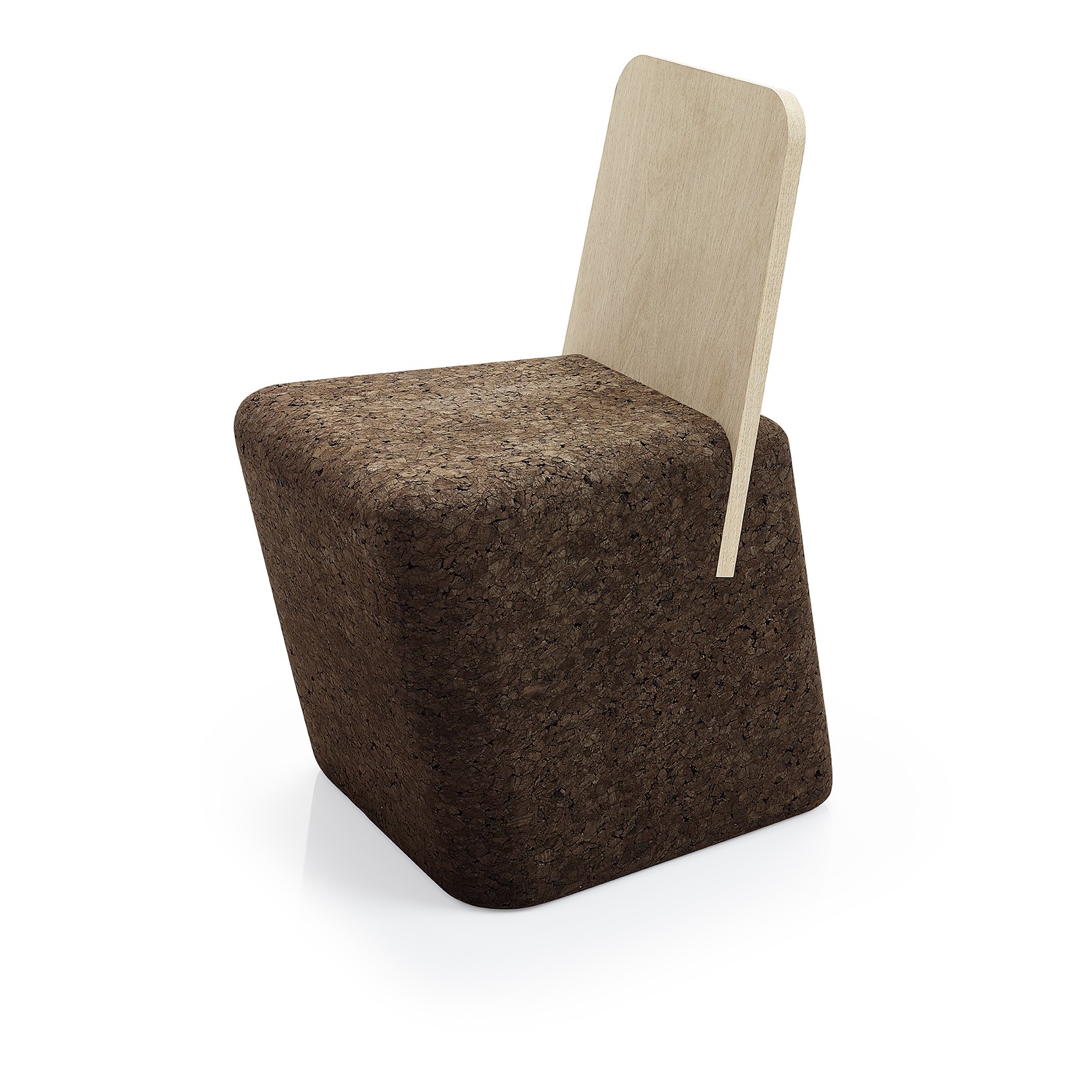 Chaise design original Cut en liège noir et bois