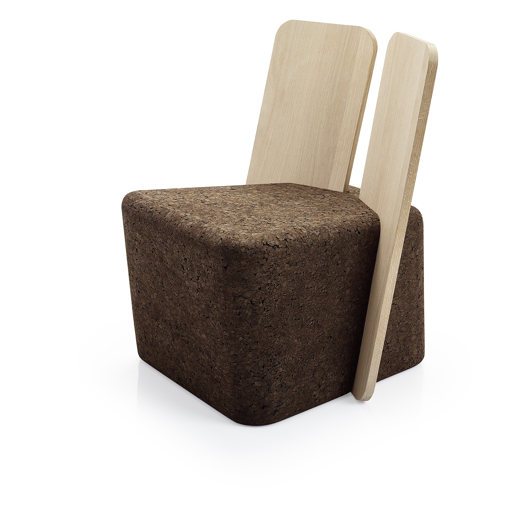 Chaise design original Cut Lounge en liège noir et bois