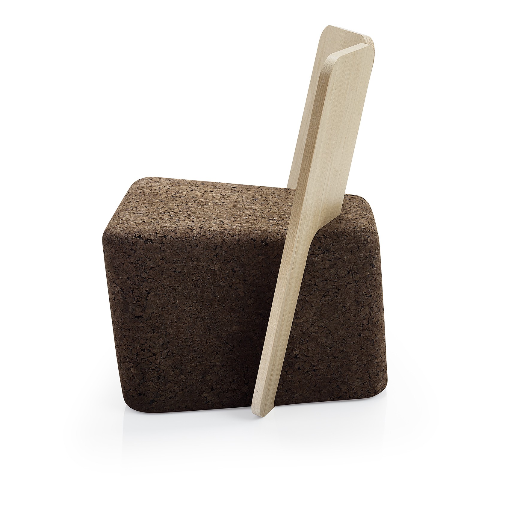 Chaise design original Cut Lounge en liège noir et bois