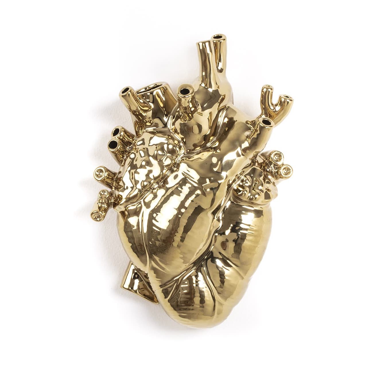 Vase design Love in Bloom Gold en porcelaine en forme de coeur par Marcantonio X Seletti