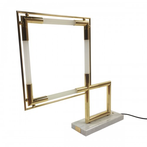Lampe de table Quadro Led Limited Edition Gold par Jacques Adnet pour Lumen center Italia