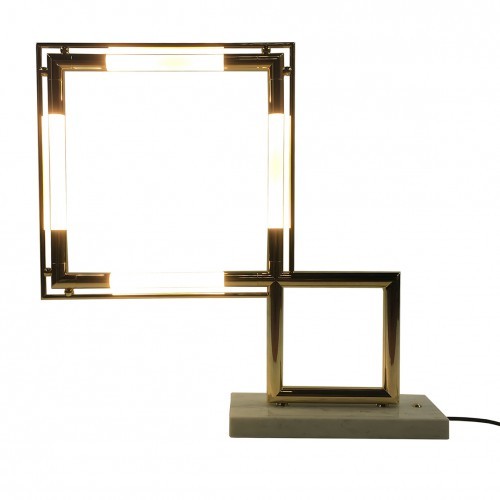 Lampe de table Quadro Led Limited Edition Gold par Jacques Adnet pour Lumen center Italia