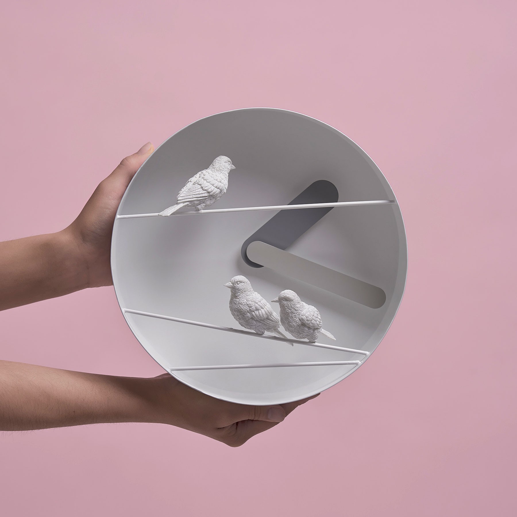 Horloge design oiseaux Sparrow X ROUND CLOCK par le studio Haoshi