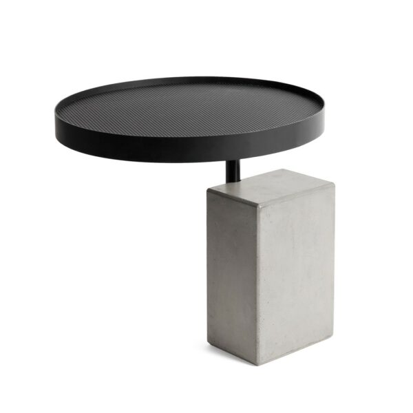 Table d’appoint Twist avec plateau en béton et piètement métal laqué noir au style industriel par Lyon Beton