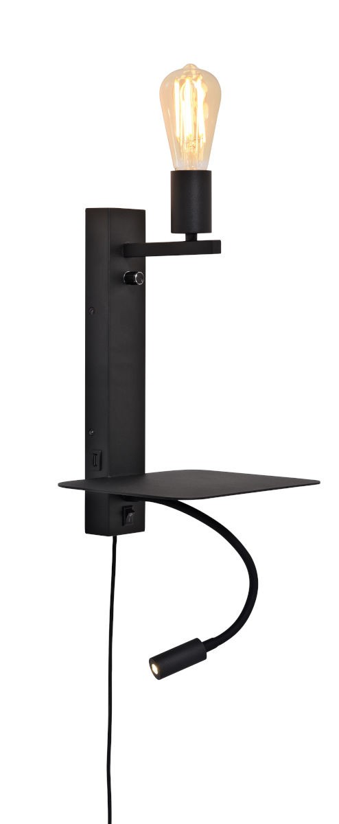 Applique murale étagère Florence avec chargeur USB et liseuse en métal au design naturel par It's About Romi