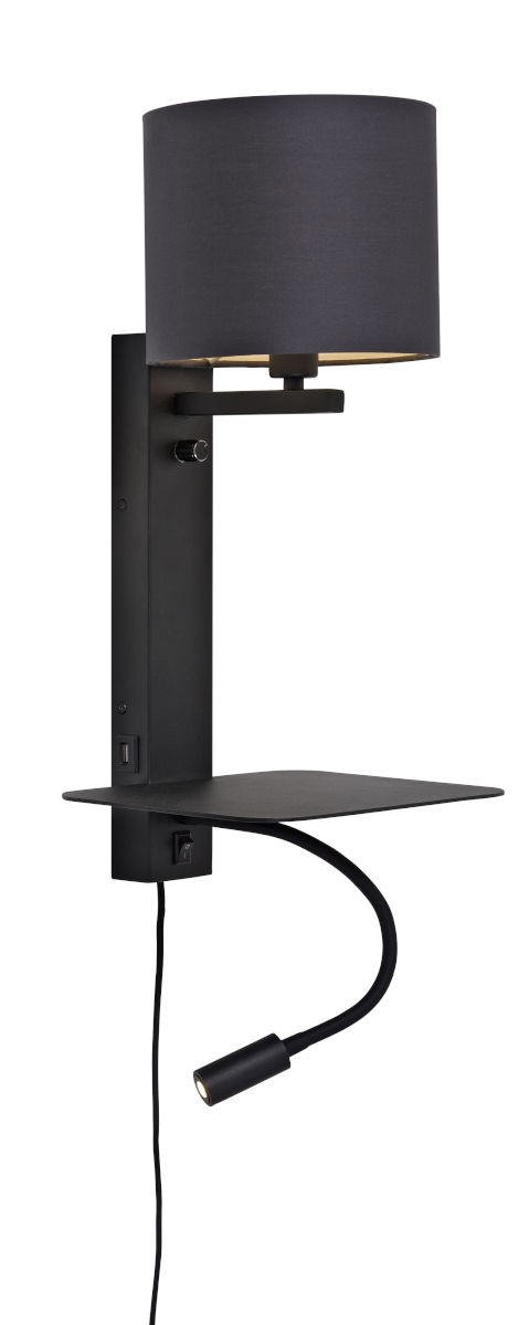 Applique murale étagère Florence avec abat-jour et chargeur USB et liseuse en métal au design naturel par It's About Romi