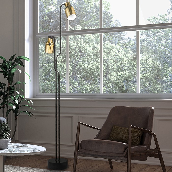 Lampadaire LED Super 2 en acier, verre et marbre par Seyvaa