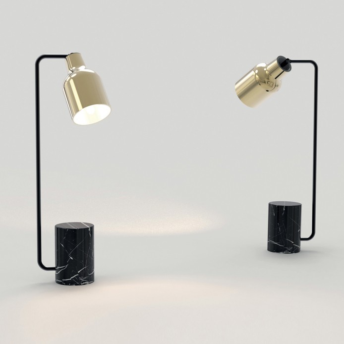Lampe à poser LED Super 1 en acier, verre et marbre par Seyvaa