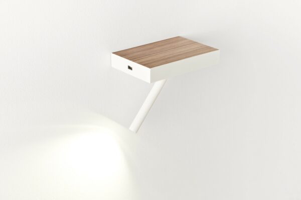 Applique murale liseuse LED - Etagère avec port USB - Nit par Estiluz