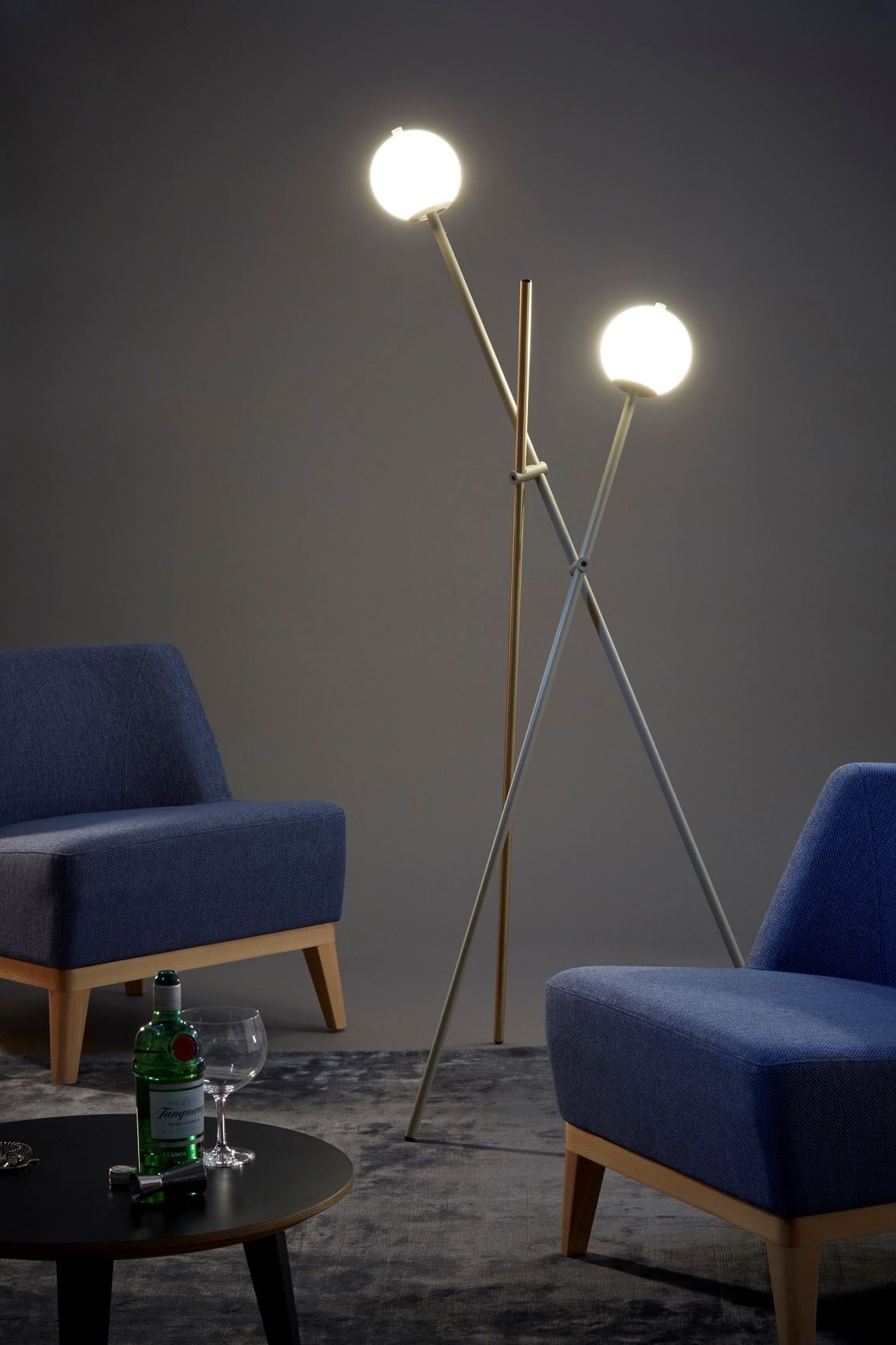 Lampadaire 2 bulles LED en métal - Asana par Estiluz