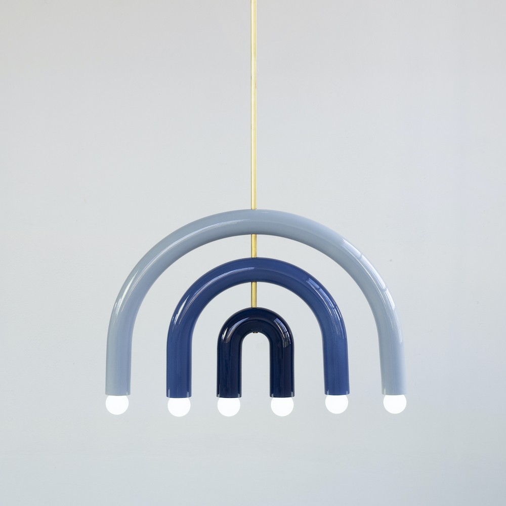Suspension TRN light F1 en céramique et laiton par Magda Jurek