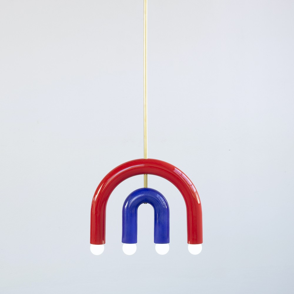 Suspension TRN light C1 en céramique et laiton par Magda Jurek