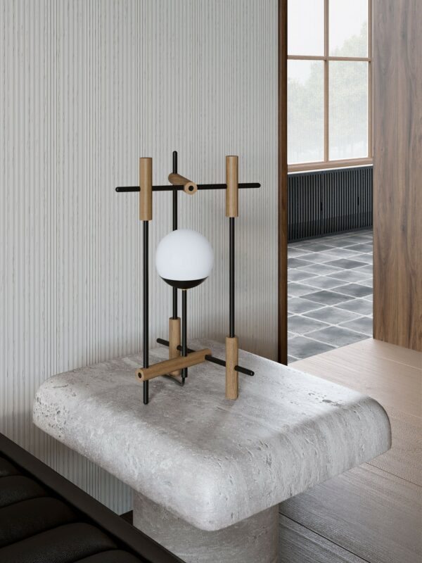 Lampe à poser Tanjun en chêne naturel par Kaito Yamada x Moon Moth