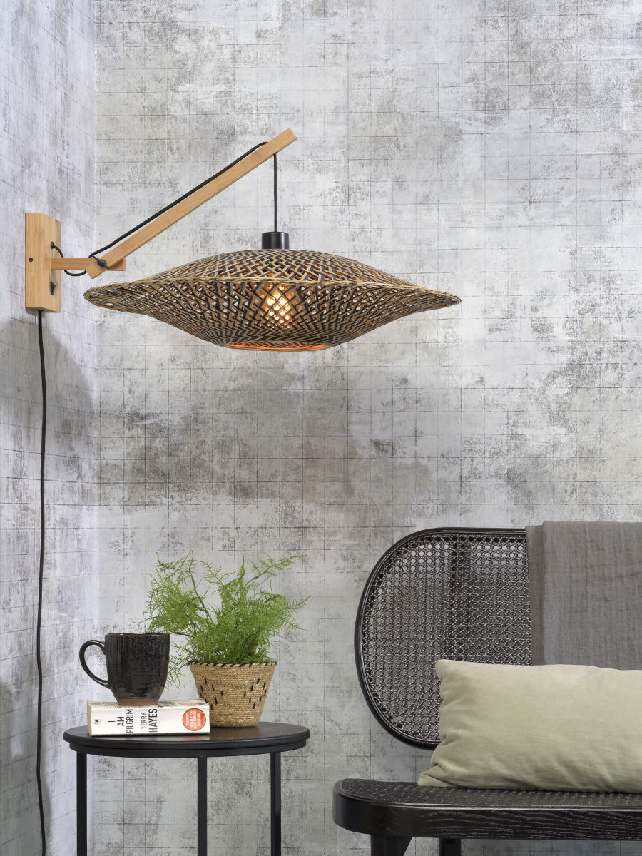 Applique déportée Bali avec abat-jour Ø 60 cm en Bambou naturel au design naturel par Good & Mojo