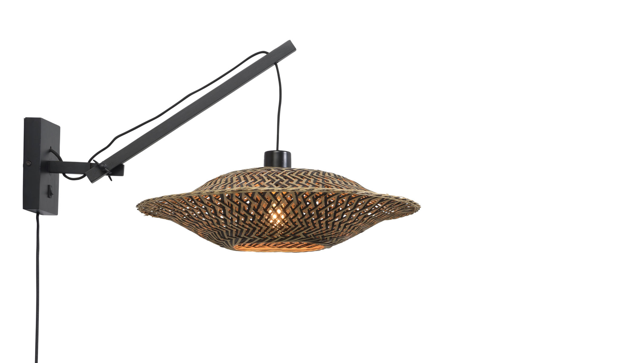 Applique déportée Bali avec abat-jour Ø 44 cm en Bambou naturel au design naturel par Good & Mojo
