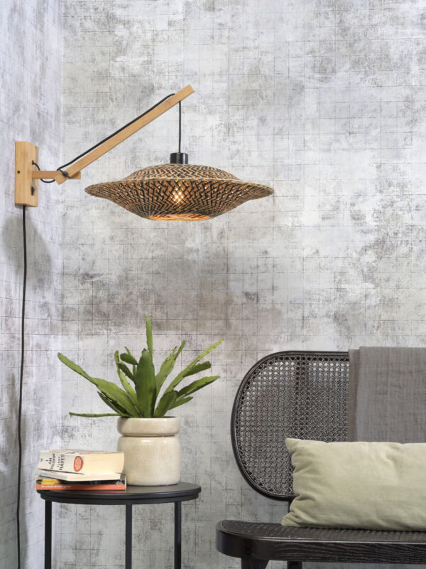 Applique déportée Bali avec abat-jour Ø 44 cm en Bambou naturel au design naturel par Good & Mojo