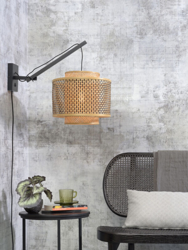 Applique déportée Bhutan avec abat-jour en Bambou naturel au design naturel par Good & Mojo