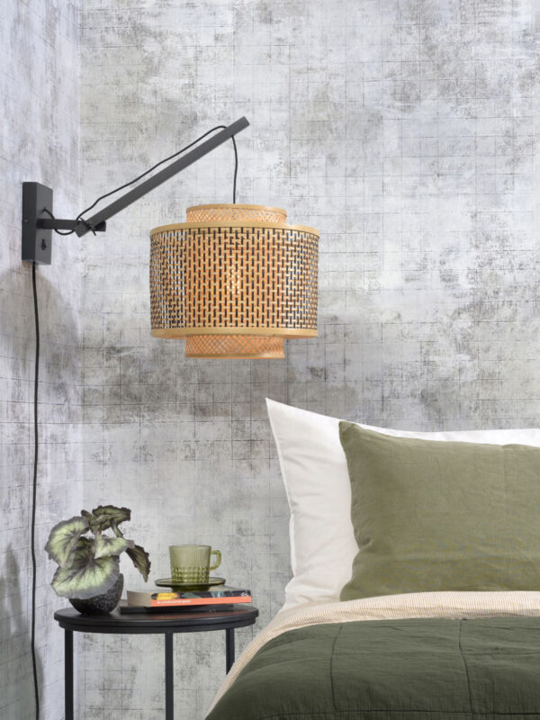 Applique déportée Bhutan avec abat-jour en Bambou naturel au design naturel par Good & Mojo