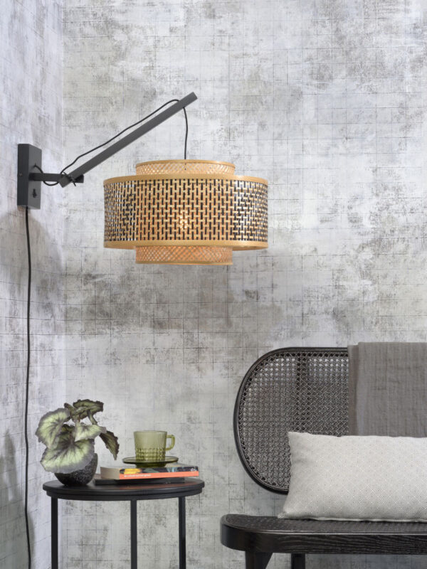 Applique déportée Bhutan avec abat-jour en Bambou naturel au design naturel par Good & Mojo