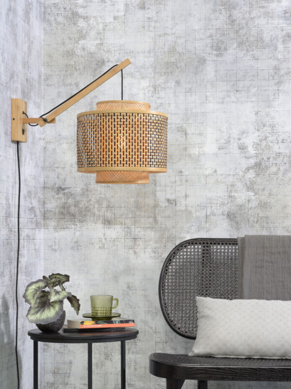Applique déportée Bhutan avec abat-jour en Bambou naturel au design naturel par Good & Mojo