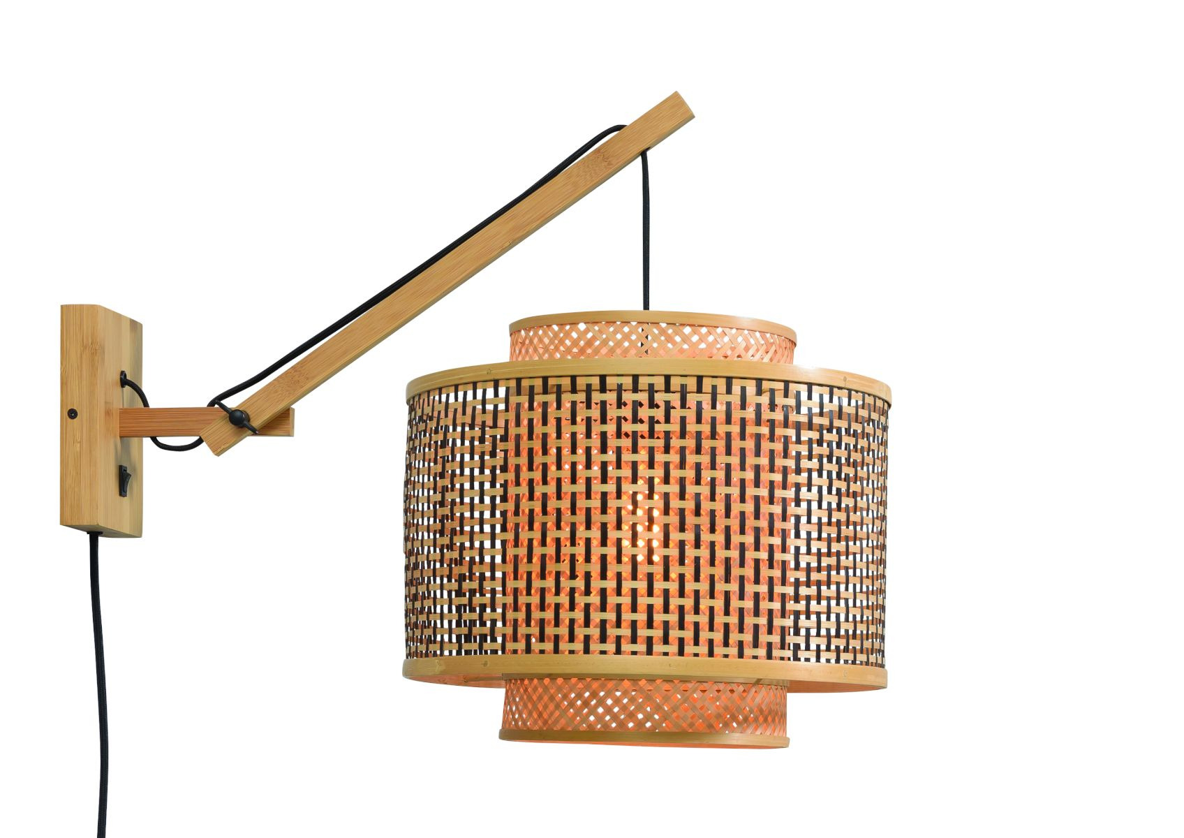 Applique déportée Bhutan avec abat-jour en Bambou naturel au design naturel par Good & Mojo