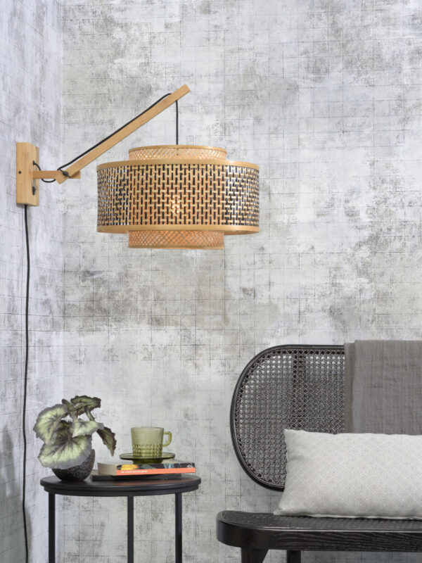 Applique déportée Bhutan avec abat-jour en Bambou naturel au design naturel par Good & Mojo