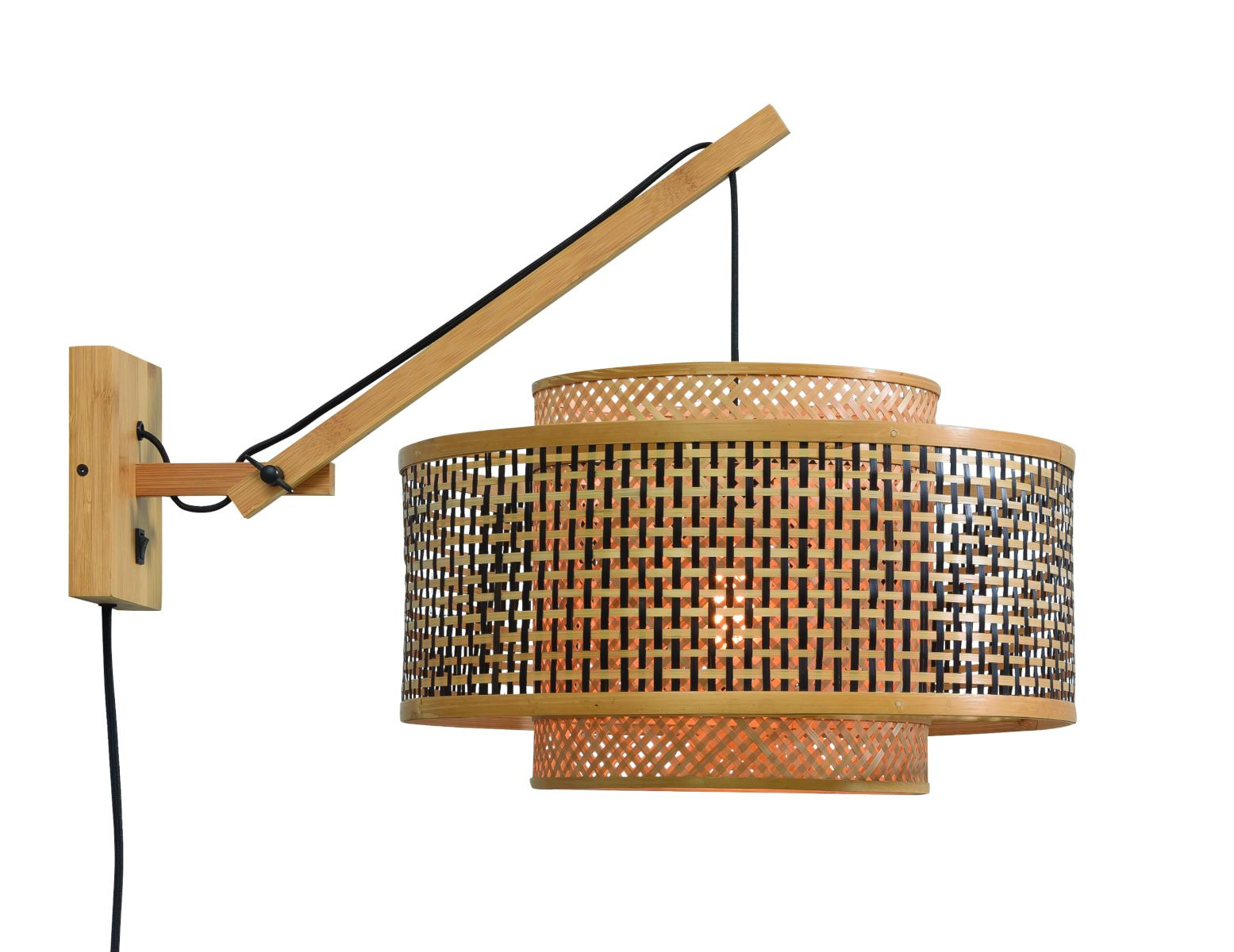 Applique déportée Bhutan avec abat-jour en Bambou naturel au design naturel par Good & Mojo