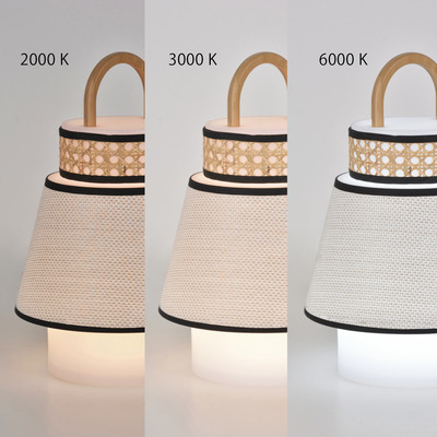 Baladeuse Singapour en cannage & lin naturel par Market Set