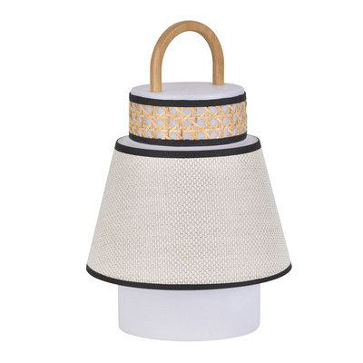 Baladeuse Singapour en cannage & lin naturel par Market Set