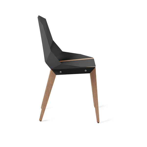 Chaise géométrique Diago en aluminium et bouleau au design minimaliste