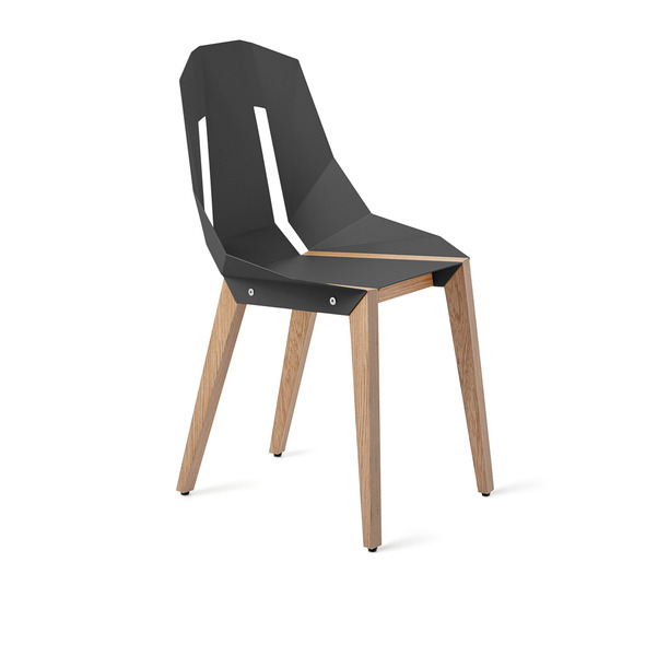 Chaise géométrique Diago en aluminium et bouleau au design minimaliste