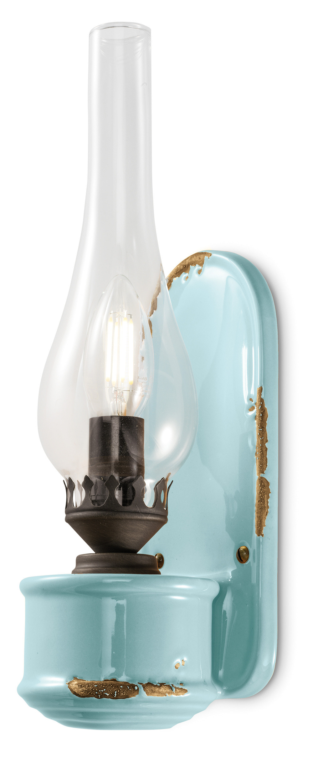 Applique Vintage en forme de bougie céramique vernie effet vieilli 10 coloris par Ferroluce