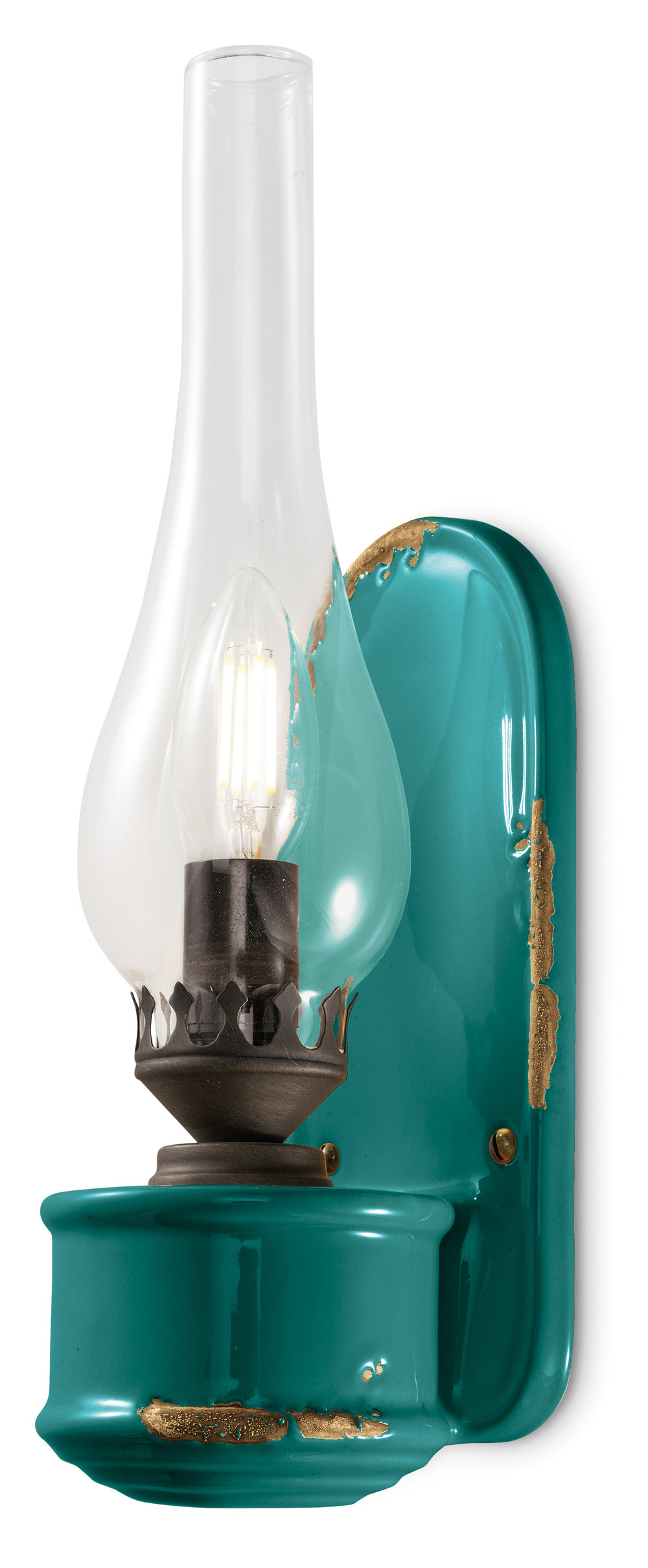 Applique Vintage en forme de bougie céramique vernie effet vieilli 10 coloris par Ferroluce