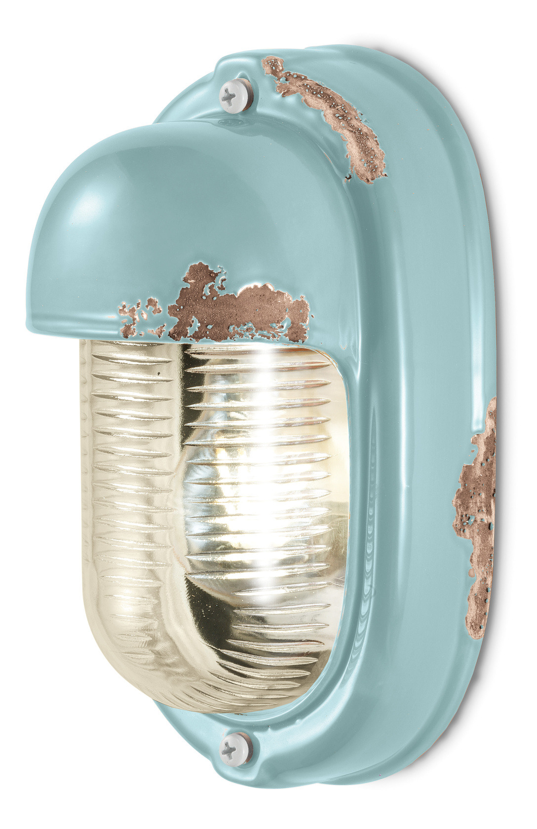 Applique industrielle ovale style paquebot en céramique effet vieilli 10 coloris par Ferroluce