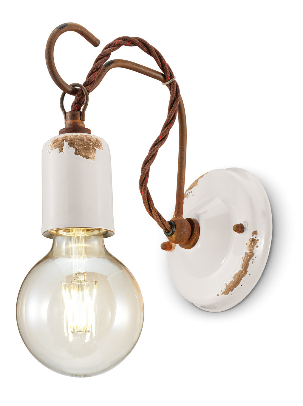 Applique industrielle cône en rosace et ampoule nue 10 coloris par Ferroluce