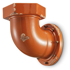 Applique Industrial en forme en céramique émaillée et métal rouillé par Ferroluce