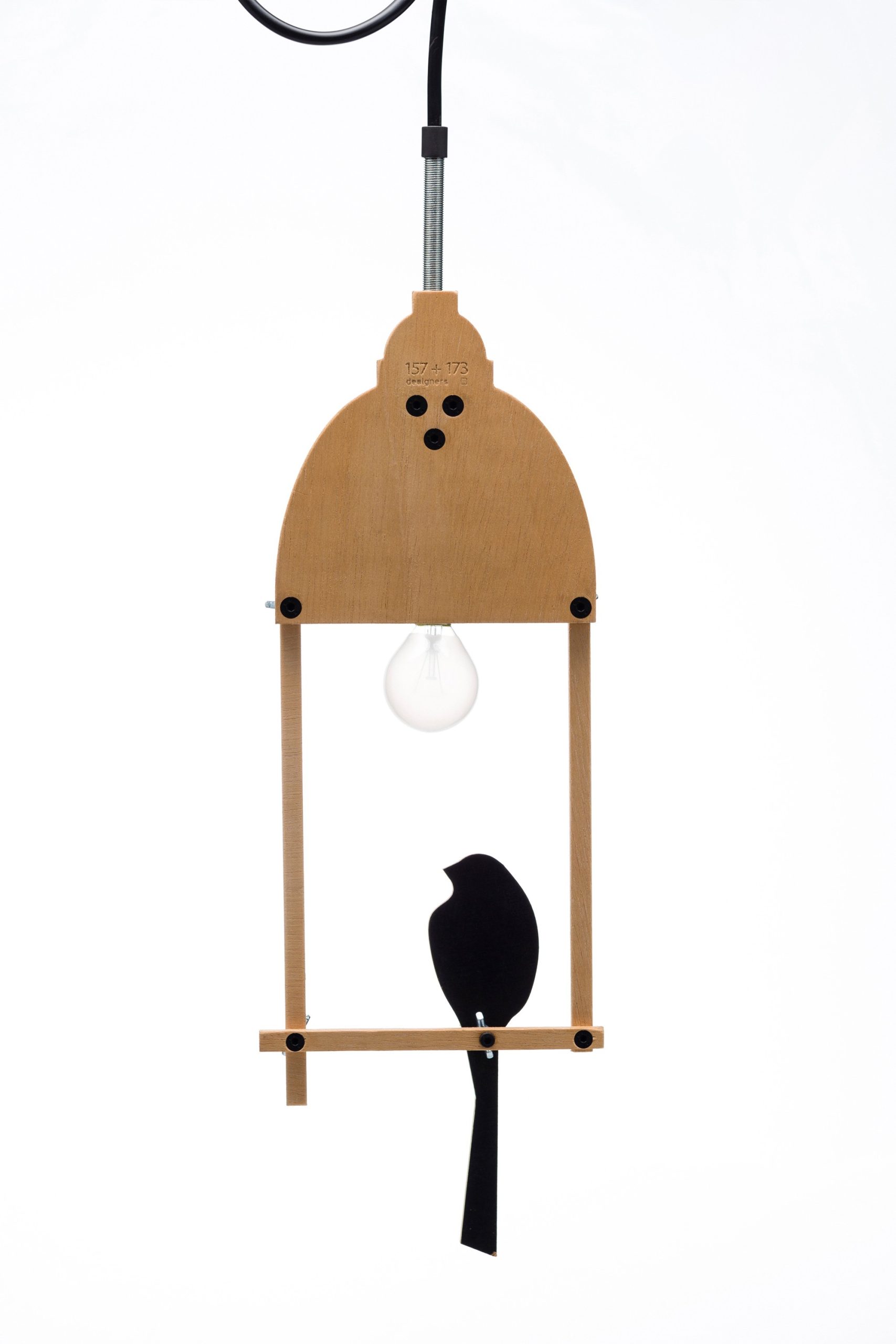 Suspension 2D Bird Lamp en bois avec jeux d'ombres et de lumière