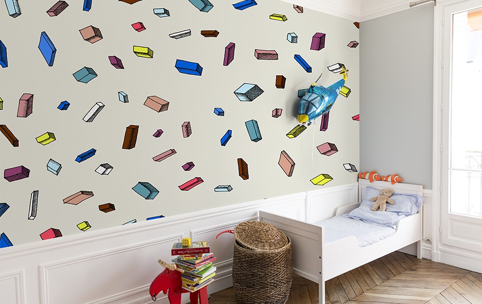 Papier peint design intissé Carlton Ivory au design original