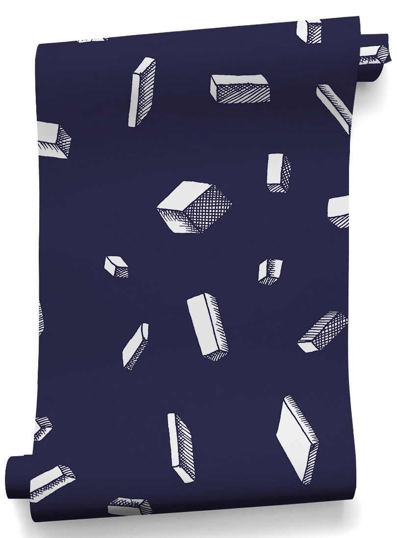 Papier peint design intissé Carlton Bleu au design original