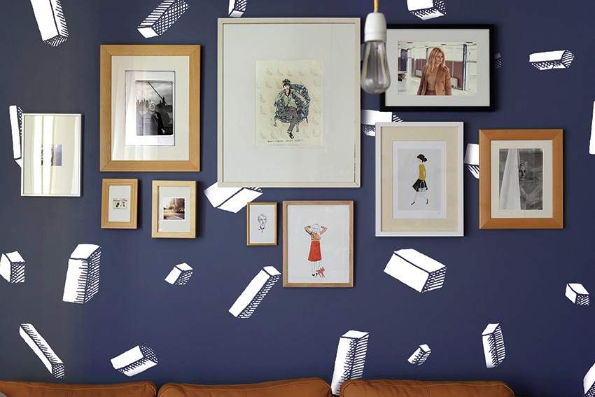Papier peint design intissé Carlton Bleu au design original