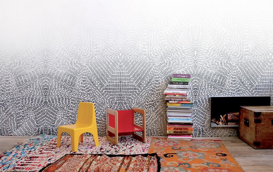 Papier peint au design scandinave et graphique intissé copenhague prêt-à-poser dark et rock
