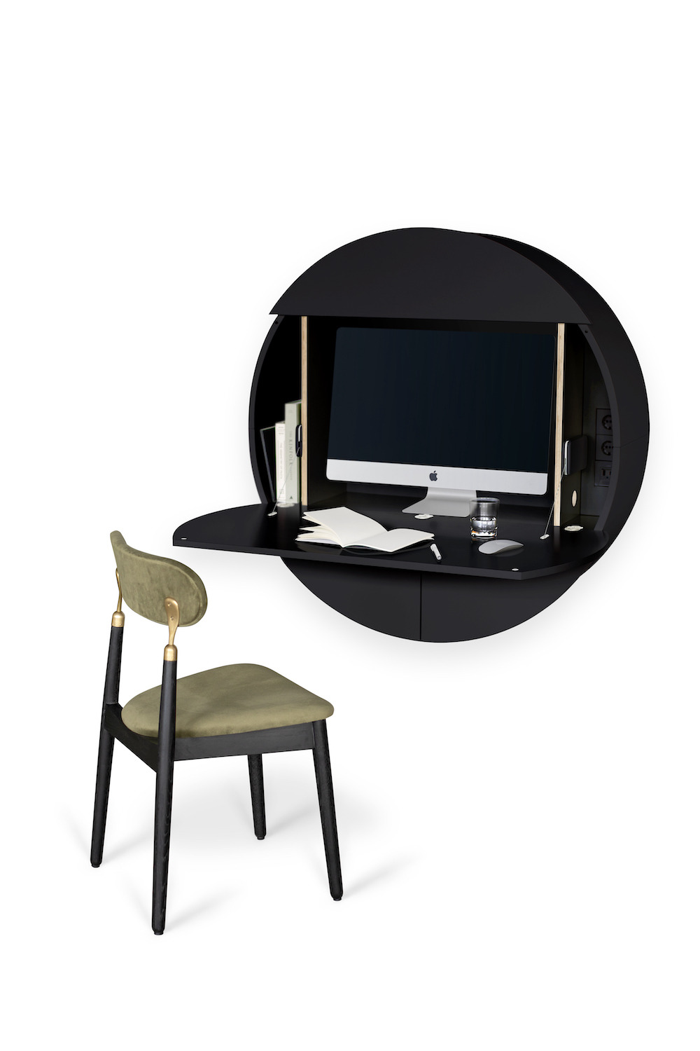 Bureau mural multifonctionnel Cabinet Pill Extra noir en bois par Inesa Malafej au design scandinave