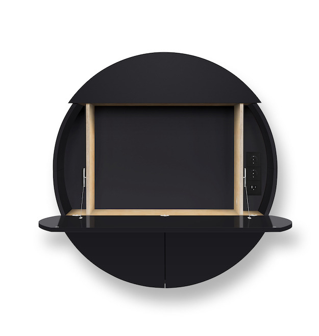 Bureau mural multifonctionnel Cabinet Pill Extra noir en bois par Inesa Malafej au design scandinave