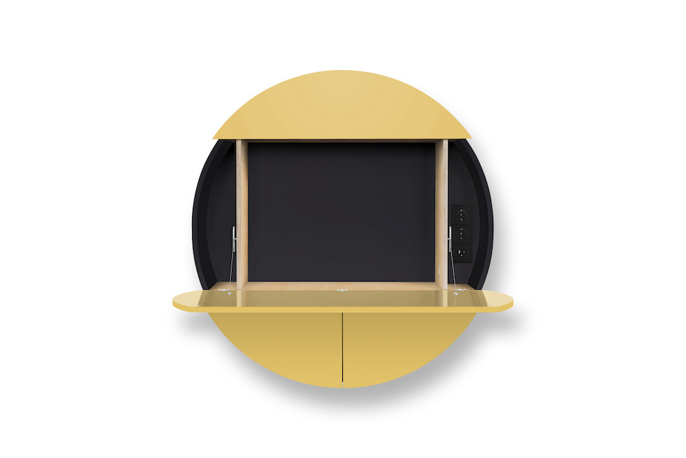 Bureau mural multifonctionnel Cabinet Pill Extra Jaune en bois par Inesa Malafej au design scandinave