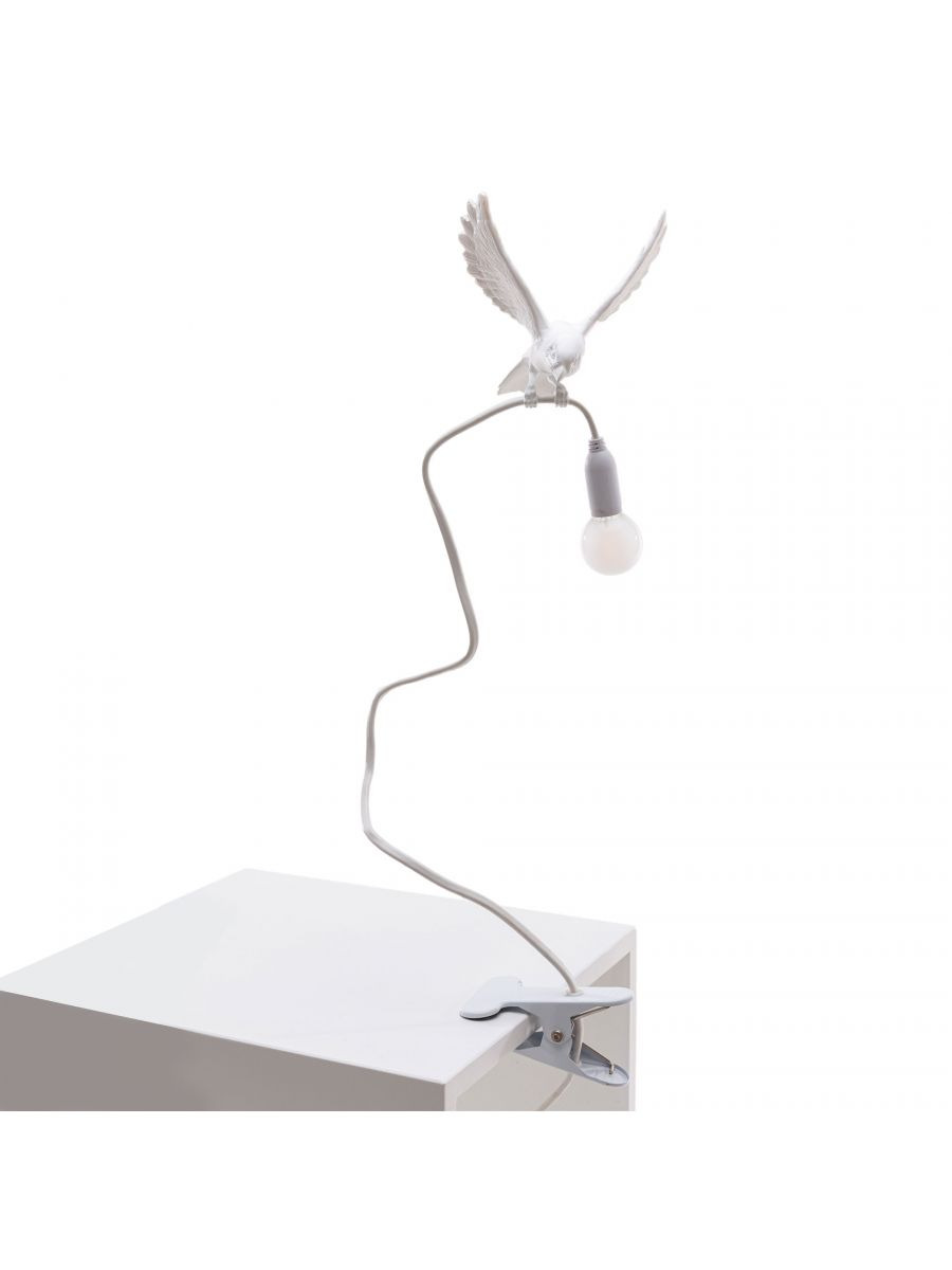 Lampe à pince Sparrow Landing en forme d'oiseau en résine par Marcantonio x Seletti